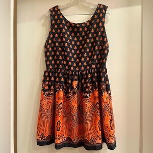 Blue and Peach Lotus Cupcake Dress